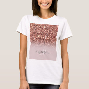 Rose gold glitter Personalised Name                T-Shirt
