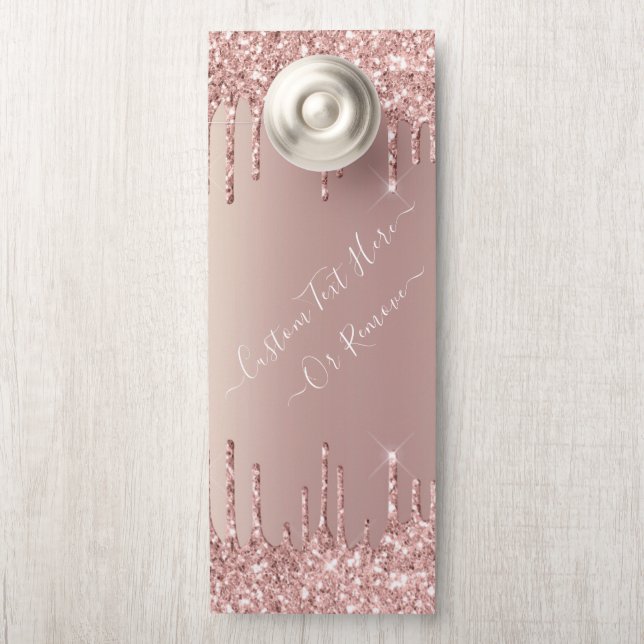 Rose Gold Glitter Personalised Text Door Hanger (On Knob)