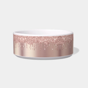 Rose Gold Glitter Pet Bowl