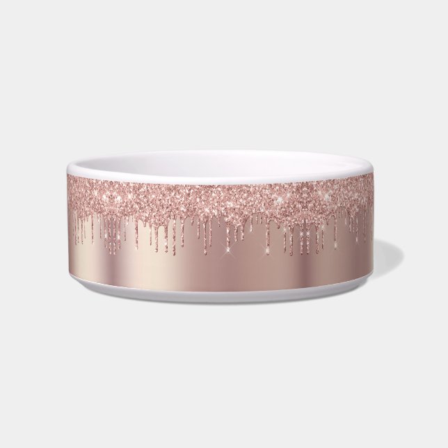 Rose Gold Glitter Pet Bowl (Front)