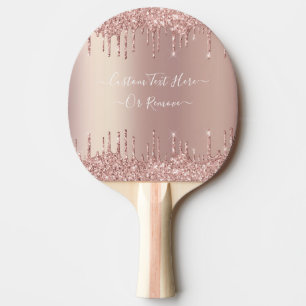 Rose Gold Glitter Ping Pong Paddle Custom Text