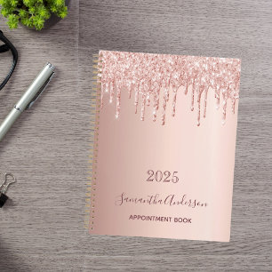 Rose gold glitter pink appointment book 2021 glam planner