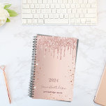 Rose gold glitter pink appointments name 2024 planner<br><div class="desc">A faux rose gold metallic looking background with elegant rose gold and pink faux glitter drips, paint dripping look. Template for a year. Personalize and add a name and a title. The name is written in dark rose gold with a modern hand lettered style script. Perfect for business, school, work,...</div>