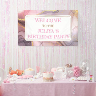 Rose Gold glitter pink  birthday welcome Banner