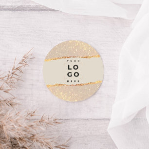 Rose gold glitter pink girly elegant modern logo classic round sticker