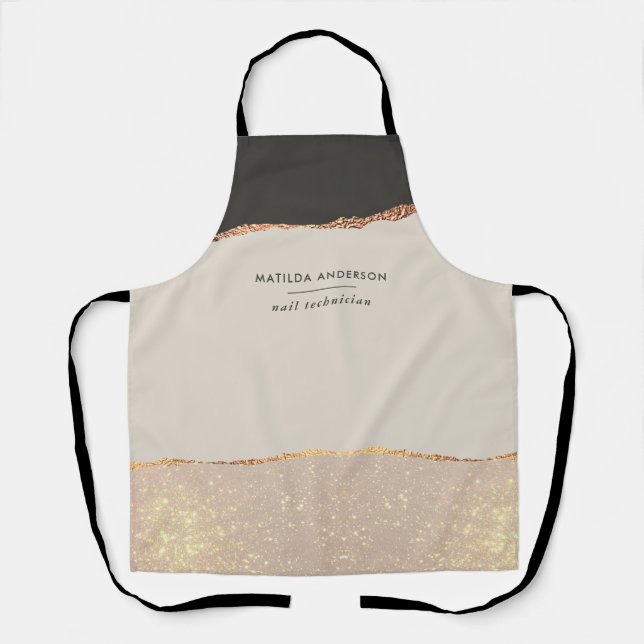 Rose gold glitter pink modern elegant unique apron (Front)