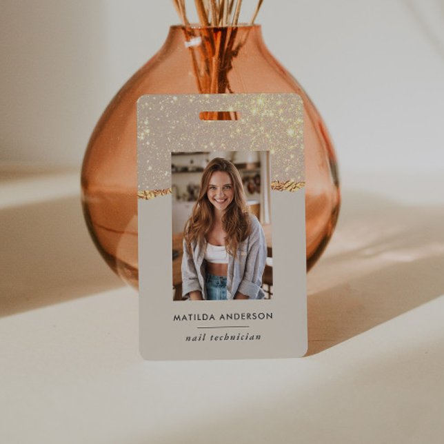 Rose gold glitter pink modern girly elegant badge ID badge (Creator Uploaded)