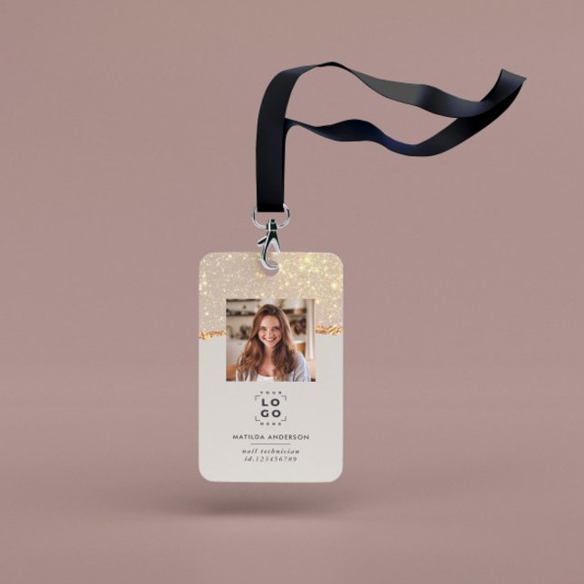 Rose gold glitter pink modern girly elegant badge ID badge (Creator Uploaded)