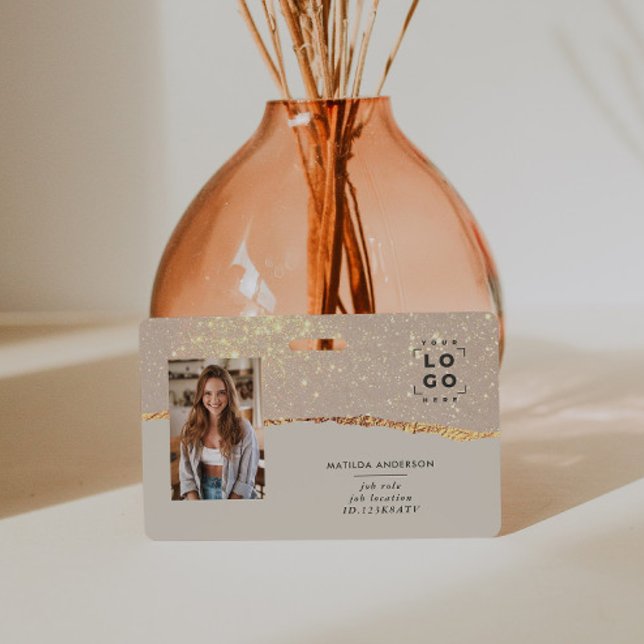 Rose gold glitter pink modern girly elegant badge ID badge (Creator Uploaded)