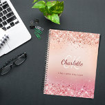 Rose gold glitter pink monogram 2024 planner<br><div class="desc">A rose gold,  pink gradient background with faux glitter.  Personalise and add your monogram initials,  first name and full name.</div>