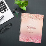 Rose gold glitter pink monogram 2025 planner<br><div class="desc">A rose gold,  pink gradient background with faux glitter.  Personalise and add your monogram initials,  first name and full name.</div>