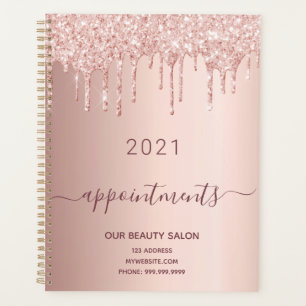 Rose gold glitter pink salon appointments planner