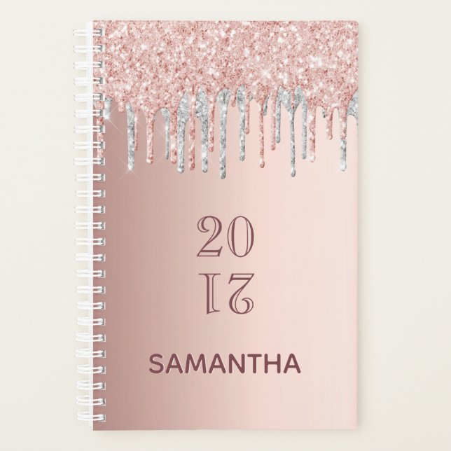 Rose gold glitter pink silver 2026 planner (Front)