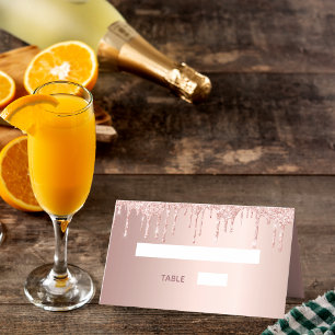Rose gold glitter pink sparkle wedding place card