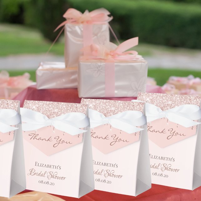Rose gold glitter pink thank you Bridal Shower Favour Box (Creator Uploaded)