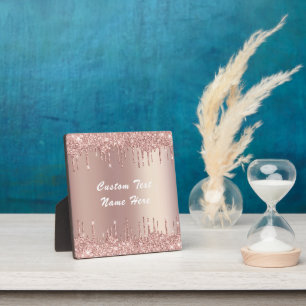 Rose Gold Glitter Plaque Custom Text Your Name