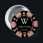 Rose Gold Glitter Poker Chip Casino Wedding Favour 7.5 Cm Round Badge<br><div class="desc">Celebrate in style with this trendy poker chip button. The design is easy to personalise with your own wording and your family and friends will be thrilled when they receive this fabulous party favour. Matching items can be found in the collection.</div>
