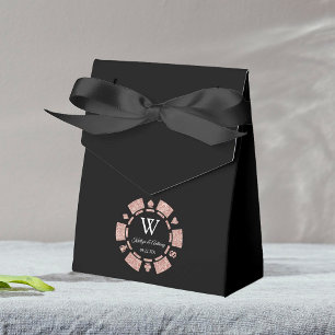 Rose Gold Glitter Poker Chip Casino Wedding Favour Box