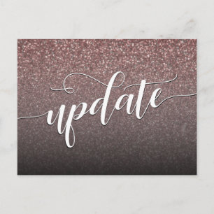 Rose Gold Glitter Postponed Wedding Update Postcard