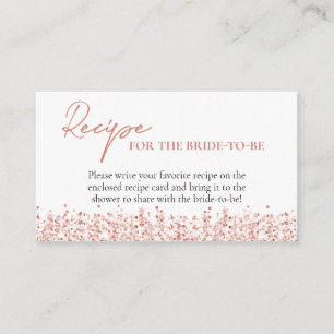 Rose Gold Glitter Recipe for the bride to be Enclosure Card
