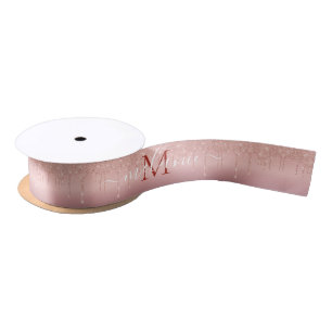Rose Gold Glitter Ribbon Custom Name and Letter Satin Ribbon