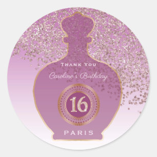 Rose Gold Glitter Rosé Fragrance, Sweet 16 Classic Round Sticker