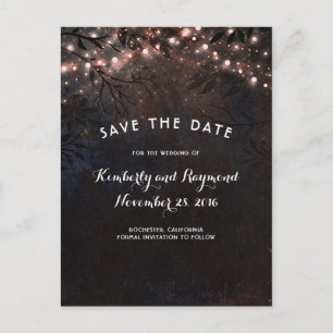 Rose Gold Glitter Rustic Nature Save the Date Announcement Postcard