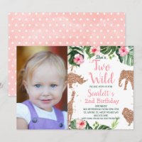 Rose Gold Glitter Safari Photo Two Wild Birthday