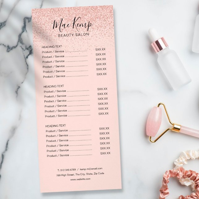Rose Gold Glitter Salon Service Menu (Creator Uploaded)