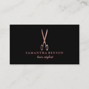 Rose Gold Glitter Scissor Beauty Salon Business Card