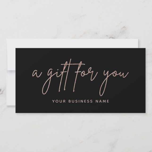 Rose Gold Glitter Script Business Gift Voucher (Front)