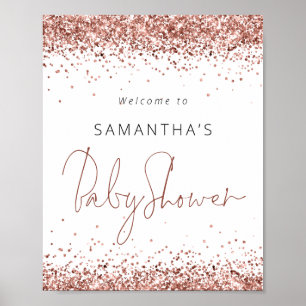 Rose Gold Glitter Script Welcome to Baby Shower Poster