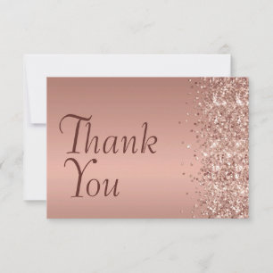 Rose Gold Glitter Sentiment Bat Mitzvah Thank You Card