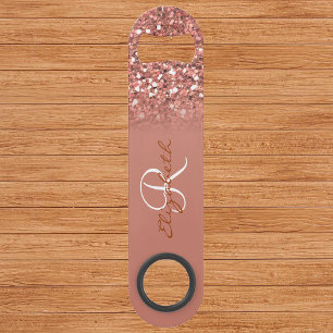 Rose Gold Glitter Sequin Look Monogram Stylish