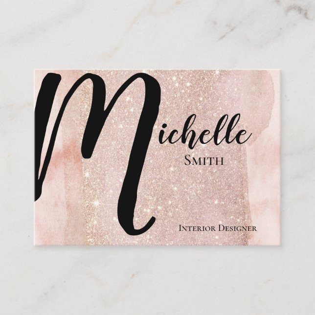 Rose Gold Glitter Shimmer Shimmer Glamour Business Card (Front)