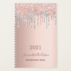 Rose gold glitter silver appointment book 2026 planner