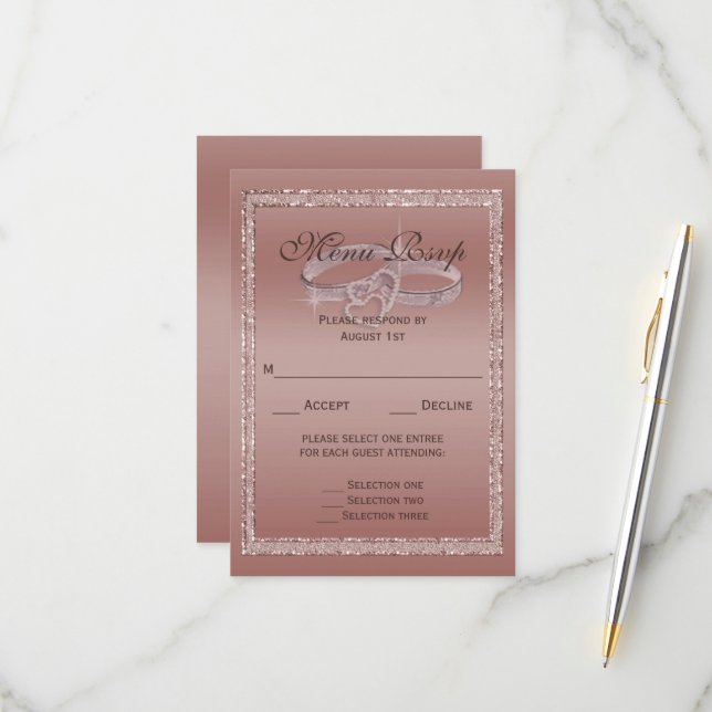 Rose Gold Glitter, Silver Wedding Rings Menu (Front/Back In Situ)