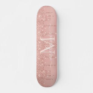 Rose Gold Glitter Skateboard Custom Name Letter