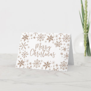 Rose Gold Glitter Snowflake Merry Christmas Cards