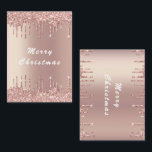 Rose Gold Glitter Sparkle Christmas Card<br><div class="desc">Merry Christmas Cards with Rose Gold Blush Glitter Sparkle Drips Custom Text Pink Modern Christmas Card - Customisable - or Add Your Unique Text / Name - Make Your Special Gift - Resize and move or remove and add text / elements with Customisation tool. Choose fonts / size / colour...</div>