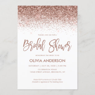 Rose Gold Glitter Sparkle Confetti Bridal Shower Invitation