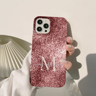 Rose Gold Glitter Sparkle - Custom monogram Chic  iPhone 15 Pro Max Case