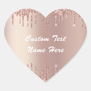 Rose Gold Glitter Sparkle Custom Text Name Sticker