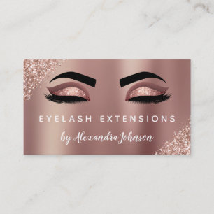 Rose Gold Glitter Sparkle Eyelash Extensions Business Card