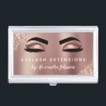 Rose Gold Glitter Sparkle Eyelash Extensions Business Card Holder<br><div class="desc">Blush Pink - Rose Gold Sparkly Glitter Eyelashes Lashes - Eyelash Extensions Salon Beauty Business Card with white lettered typography for the monogram on the back. The Blush Pink and Rose Gold Girly Glitter Business Cards are perfect for a modern and elegant Eyelashes (lashes), Eyebrows (brows), Microblading or Threading ....</div>
