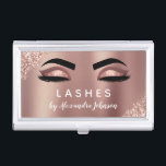 Rose Gold Glitter Sparkle Eyelash Lashes Extension Business Card Holder<br><div class="desc">Blush Pink - Rose Gold Sparkly Glitter Eyelashes Lashes Extensions Salon Beauty Business Card with white lettered typography for the monogram on the back. The Blush Pink and Rose Gold Girly Glitter Business Cards are perfect for a modern and elegant Eyelashes (lashes) Extension . The profession can be changed to...</div>