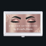 Rose Gold Glitter Sparkle Eyelash Lashes Extension Business Card Holder<br><div class="desc">Blush Pink - Rose Gold Sparkly Glitter Eyelashes Lashes Extensions Salon Beauty Business Card with white lettered typography for the monogram on the back. The Blush Pink and Rose Gold Girly Glitter Business Cards are perfect for a modern and elegant Eyelashes (lashes) Extension . The profession can be changed to...</div>
