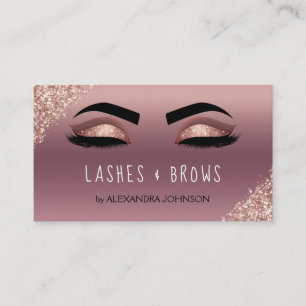 Rose Gold Glitter Sparkle Eyelashes Lashes Brows Business Card