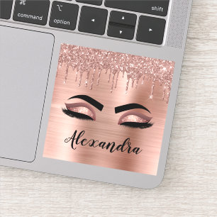 Rose Gold Glitter Sparkle Eyelashes Monogram Name