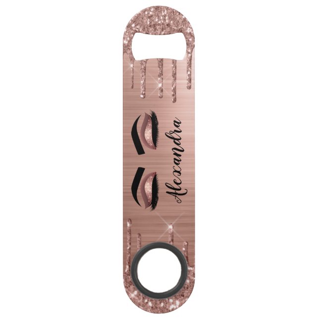 Rose Gold Glitter Sparkle Eyelashes Monogram Name (Front)